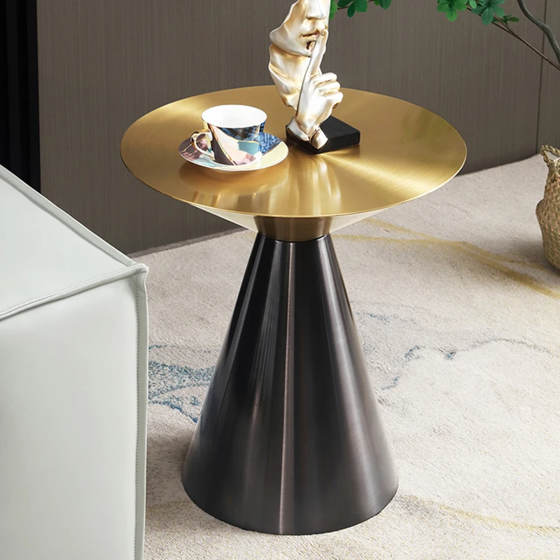 

Round Gold Coffee Table Modern Luxury Small Fruit Hallway Middle Table Floor Computer Poker Mesa Auxiliar Home Furniture T50CJ