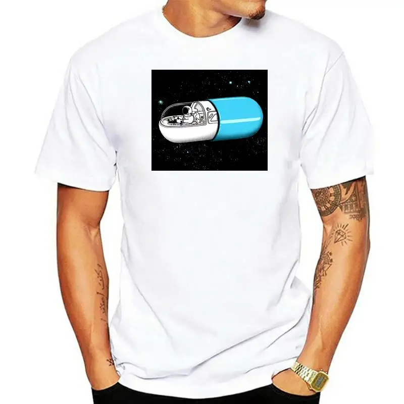 

Man Space Capsule Illustration Astronaut Space T-Shirt Short Design Shirts For Men Summer Crew Neck