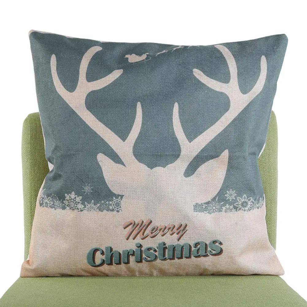 

Льняная Рождественская наволочка для подушки, рождественские украшения, наволочка с принтом, наволочка для домашнего дивана, гостиной, Дек...