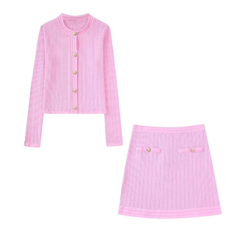 

Женский вязаный кардиган с металлическими пуговицами, новый однотонный Модный женский шикарный свитер с круглым вырезом и длинным рукавом ...