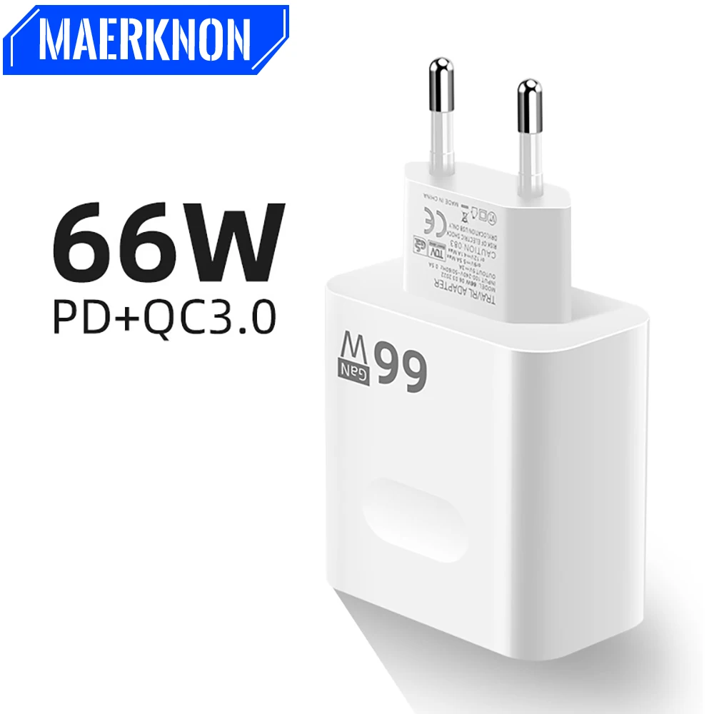 

GaN USB Charger 66W Fast Charging Type C Power Adapter Quick Charger3.0 Wall Charger For iPhone 14 Xiaomi Samsung Huawei Oneplus