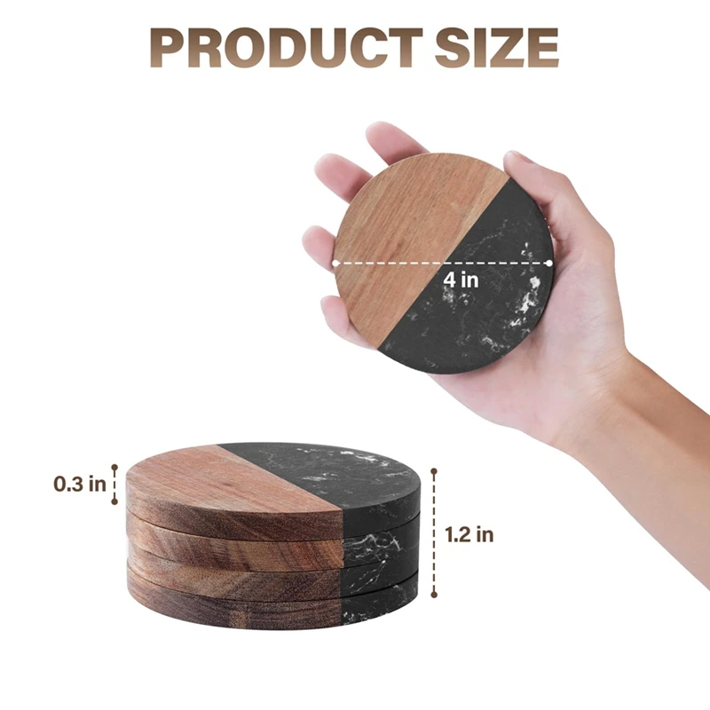 Набор из 4 подставок для напитков подставка сращенного мраморного дерева защиты