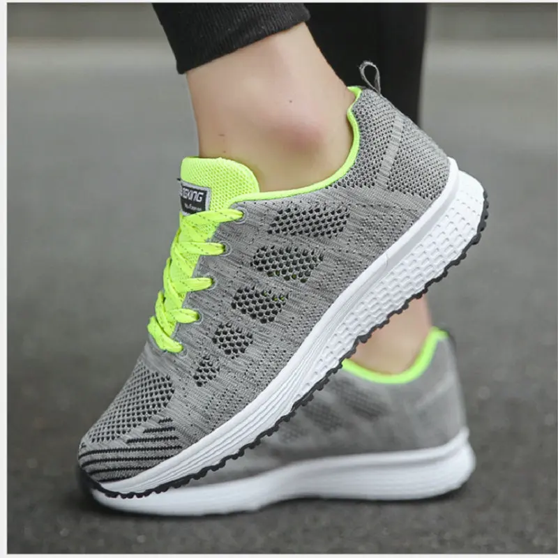 New Popular Style Women Running Mesh Weaving Upper Sport Shoes Ourdoor Jogging Walking Sneakers Lace Up Training White Shoe