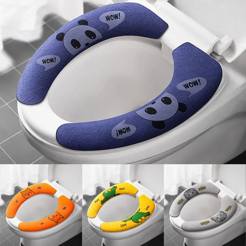 

Universal Toilet Seat Cover Closestool Mat Cartoon WC Toilet Sticky Seat Pad Washable Bathroom Warmer Seat Lid Cover Cushion