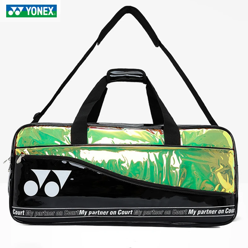 YONEX Waterproof PU Patent Leather Laser Tennis Racquet Bag Backpack Korean Design Large Badminton Bag Limited Edition 219BT004U