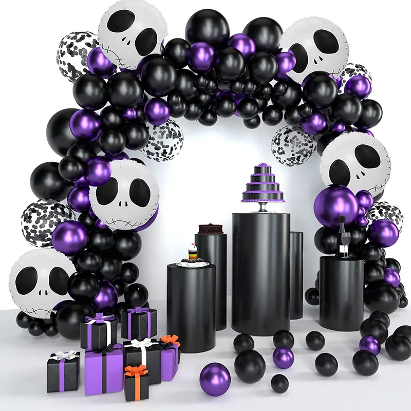 

Cheereveal Halloween Balloon Garland Kit Ghost Bat Spider Skull Foil Balloons Halloween Party Haunted House Decoration Supplies