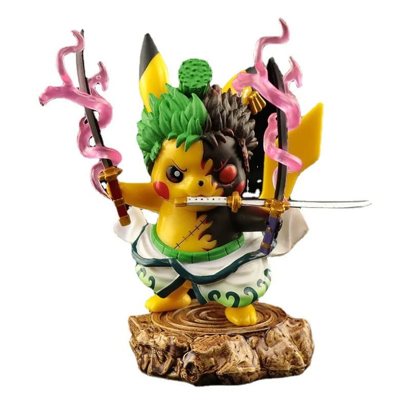 

Pokemon Anime Pikachu One Piece Roronoa Zoro Cosplay Figures PVC Action Figure Statues Kawaii GK Collection For Kids Toys Gifts