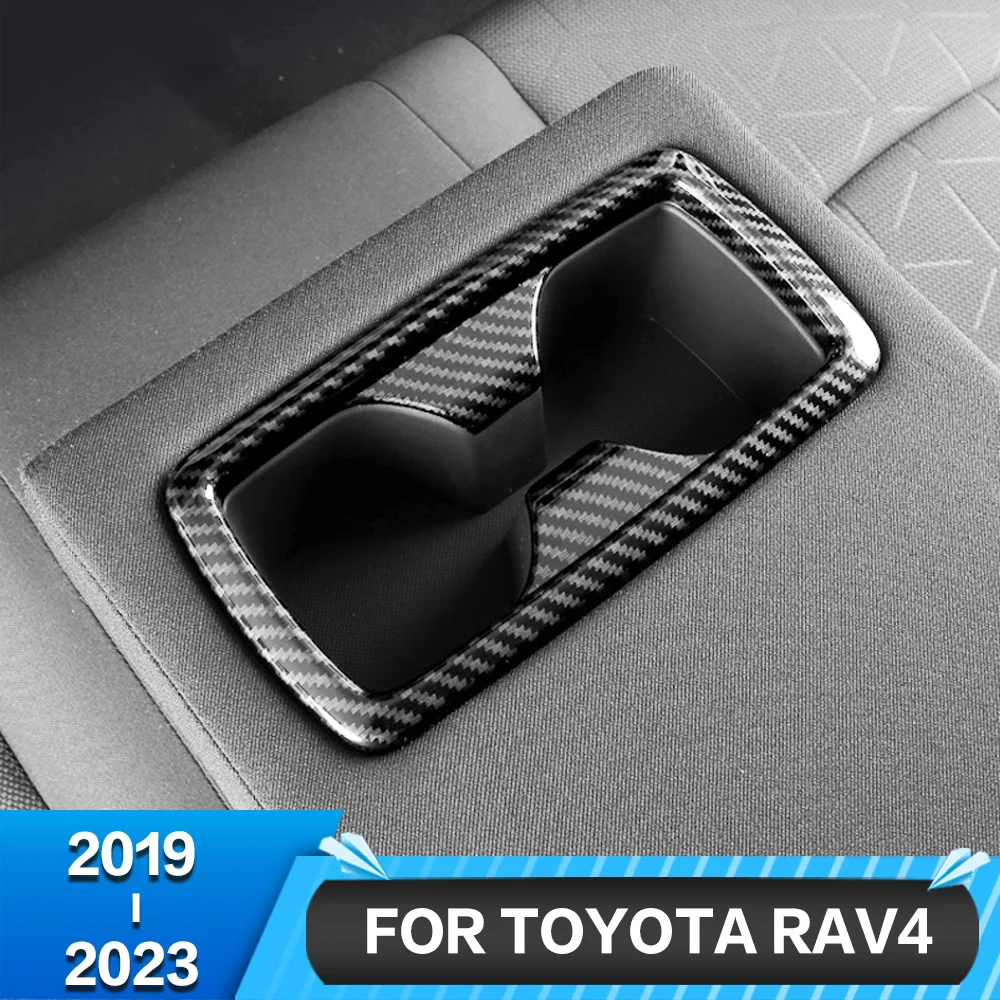 

1 Автомобильный держатель стакана для воды, чехол на заднее сиденье для Toyota RAV4 XA50 2019 2020 2021 2022 из углеродного волокна и АБС, украшение интерьера