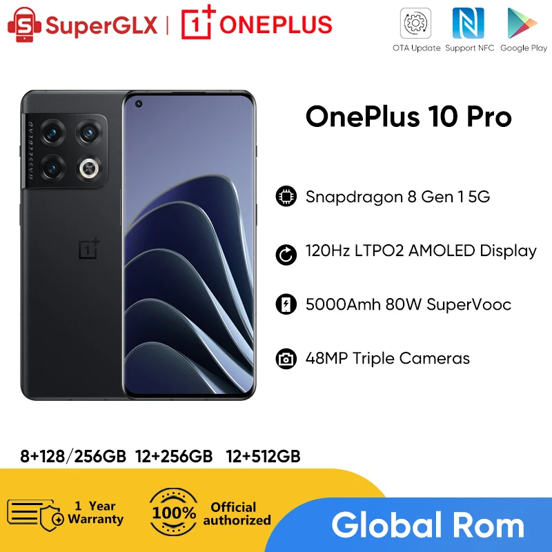 2022 New OnePlus 10 Pro 5G Smartphone Snapdagon 8 Gen 1 5000Amh 80W SuperVooc 6.7'' 120Hz LTPO2 AMOLED Display 48MP Camera 10pro