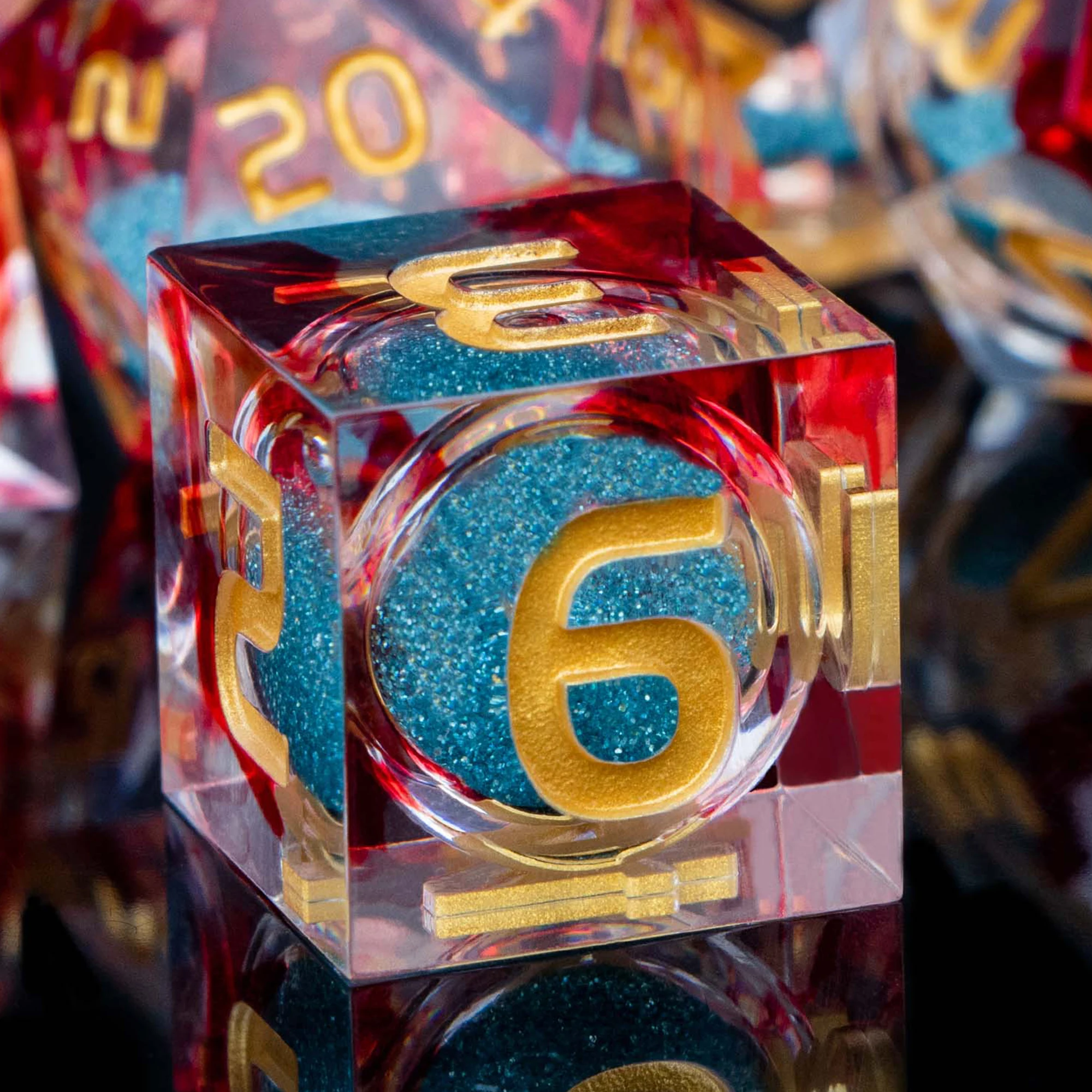 D20 Red Blue Liquid Flow Core D и многогранная ролевая игра D6 Sharp Edge + игральные кости для