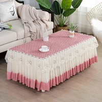 pink embroidered tablecloth lace table cloth coffee table cover rectangle table cover rural style table skirt