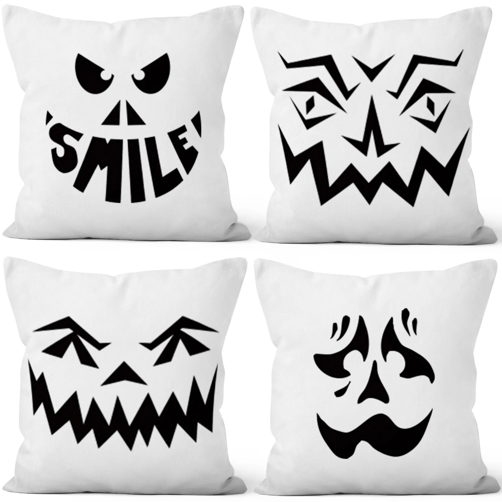 

Фланелевая наволочка для подушки на Хэллоуин, черно-белая наволочка с изображением призрака, страшное ужас, домашняя тема, наволочка для го...