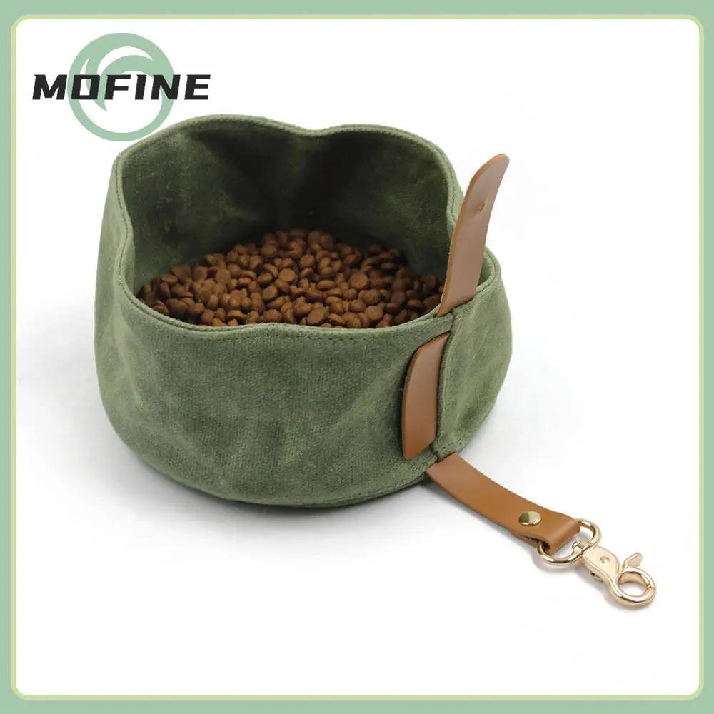 

Canvas Pet Food Basin Waterproof Pet Food Basin Portable Folding Hanging Wet Wax Canvas Food Bowl Pet Accessories For Cat Dog