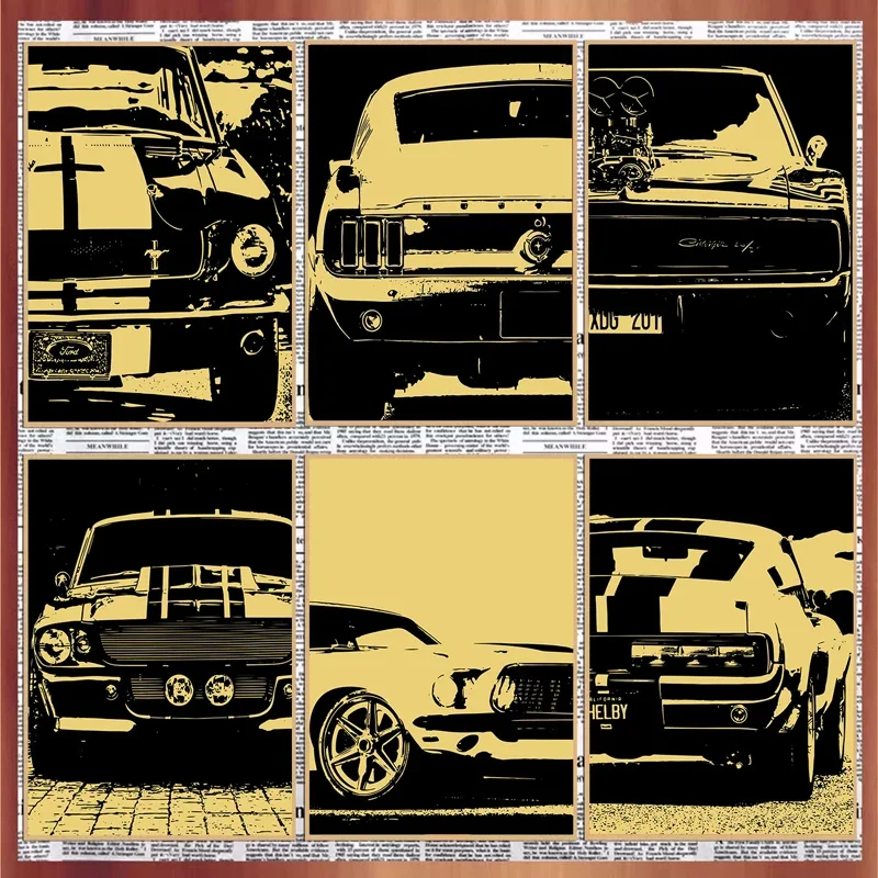 Винтажный мышечный автомобиль локомотив постер в американском стиле холст с