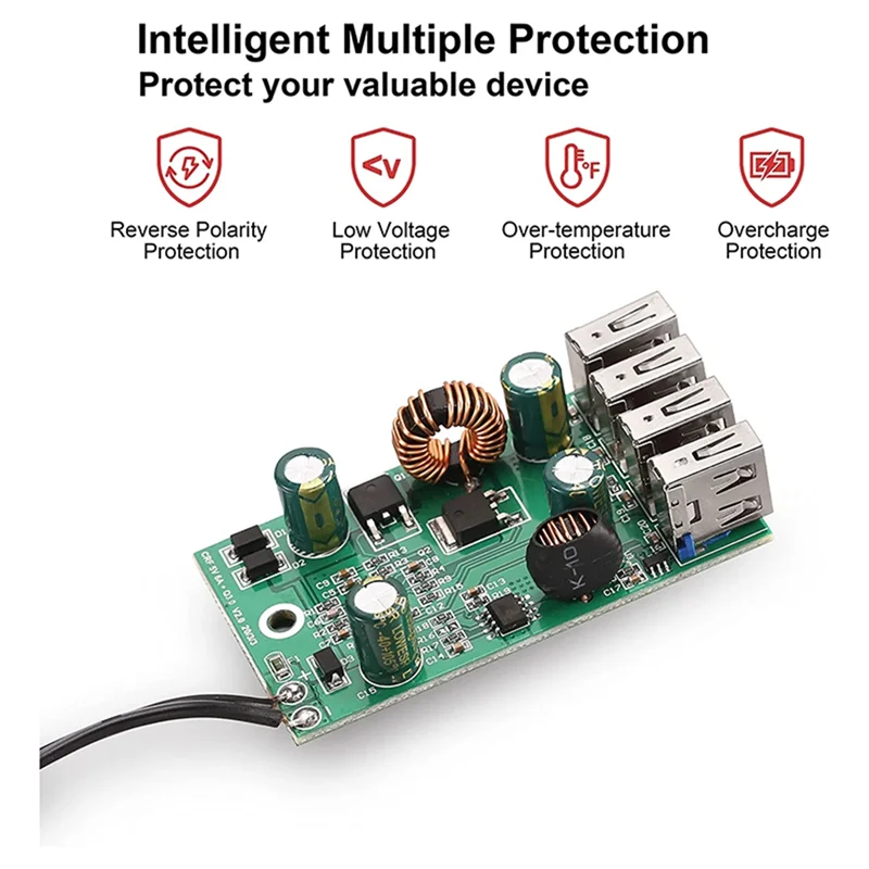 Портативный постоянный ток с зажимом для аккумулятора 4-портовое USB-зарядное