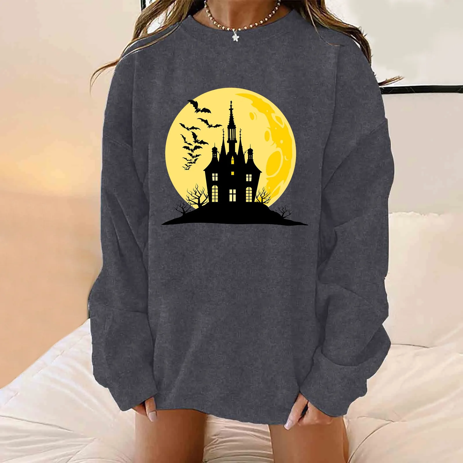 

Sweatshirt Women Halloween Print Loose Oversize Sweatshirts Streetwear Casual Autumn Winter Long Sleeve Pullovers Oversize Tops