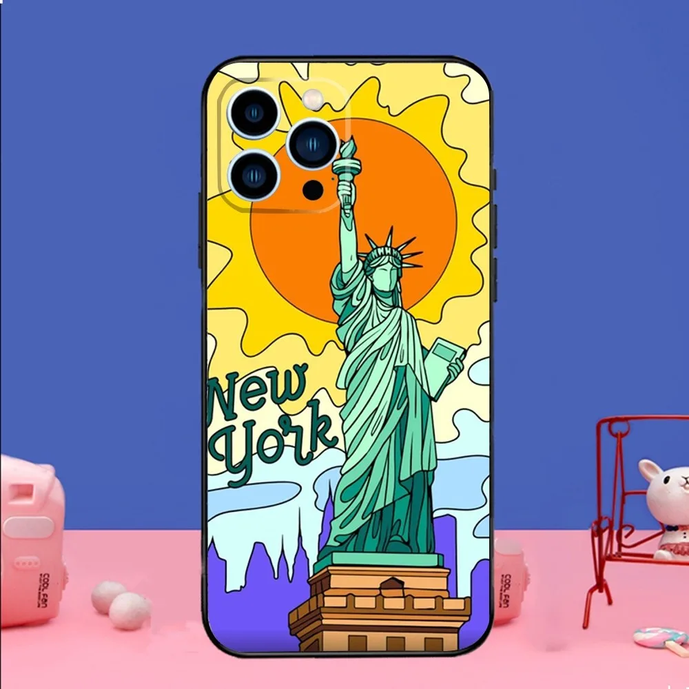 Чехол для телефона NEW YORK Статуя Свободы iPhone 14 13 12 Mini 11 Pro XR X XS MAX 6S 7 8 Plus силиконовый
