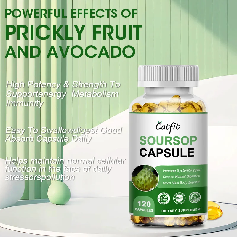 

Catfit Soursop Capsules Skincare Beauty Weight Loss Mood Stabolizer Vitamin C Diet Supplement Digestive Immune Thyroid Health