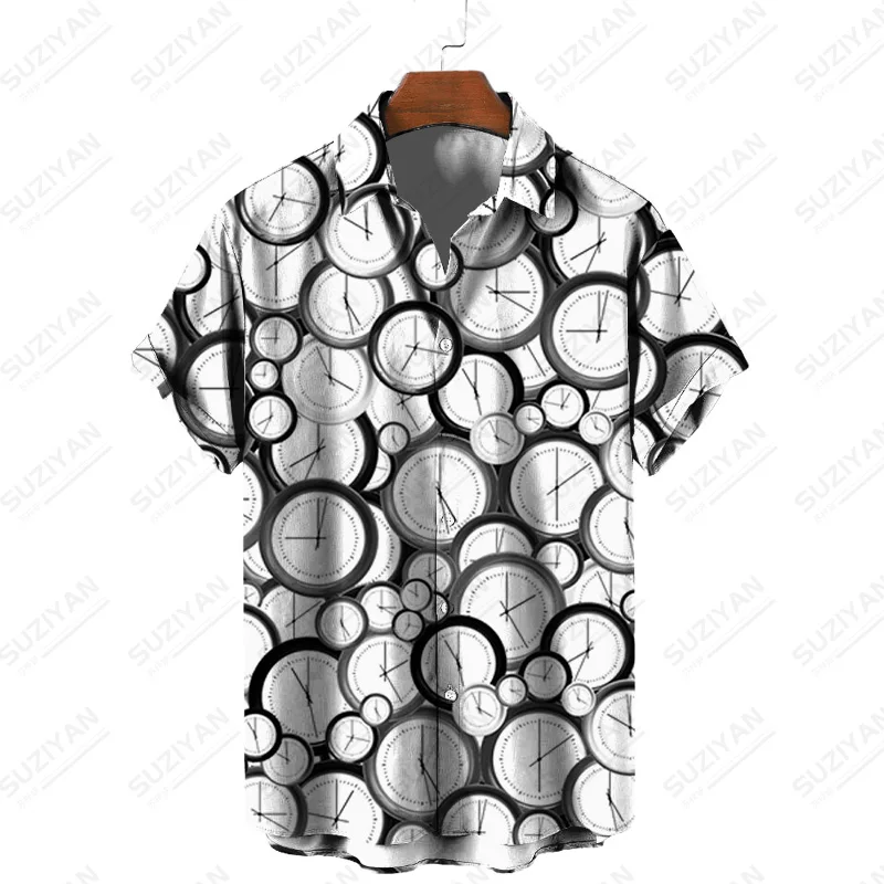 

2022Collar Korean Korean Version Buttons Standard-Fit Fashion Stitch Designer Shirt Beach New Arrivals Superimposed Color