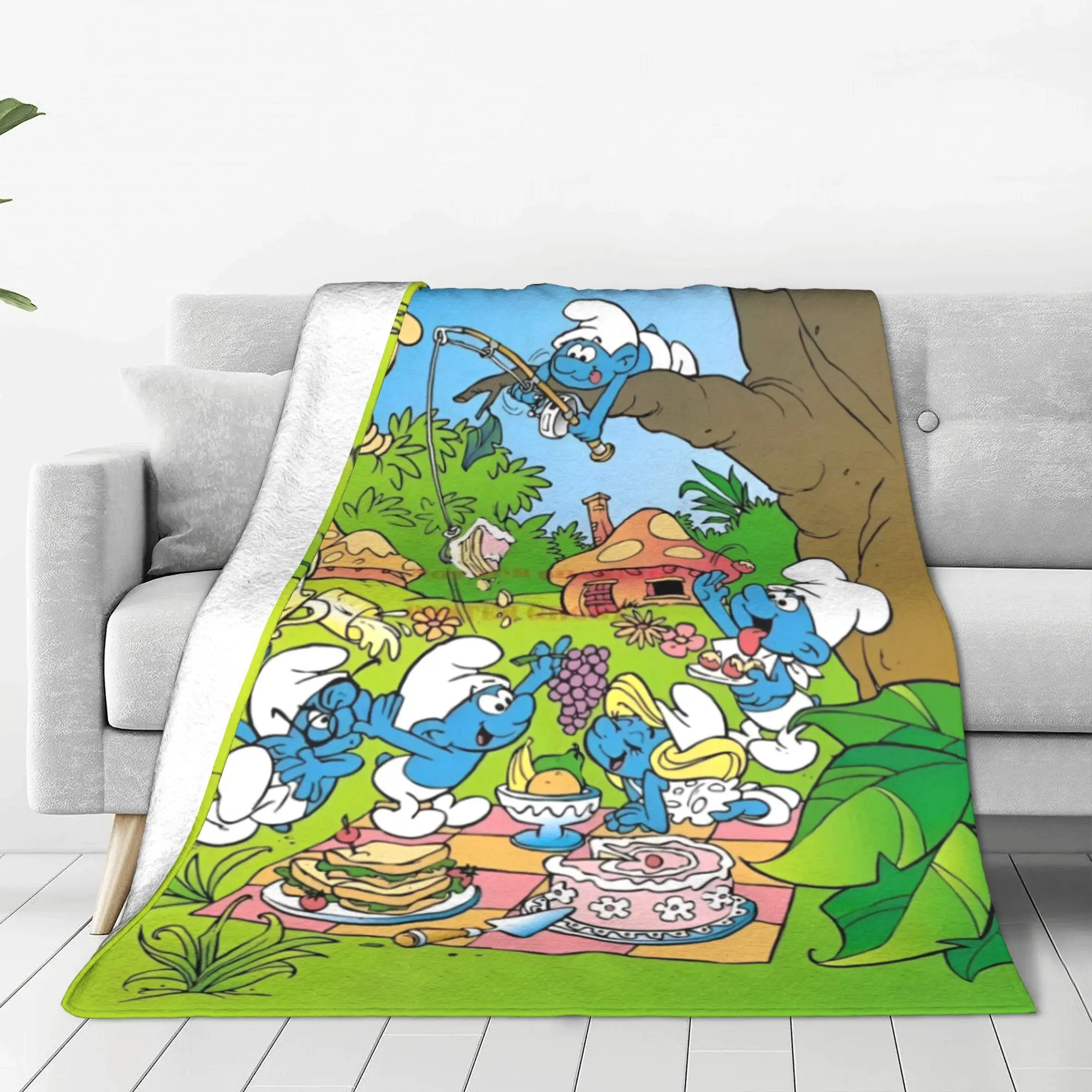S-Smurfs мультфильм синий эльф одеяло аниме милый флис забавные дышащие пледы для