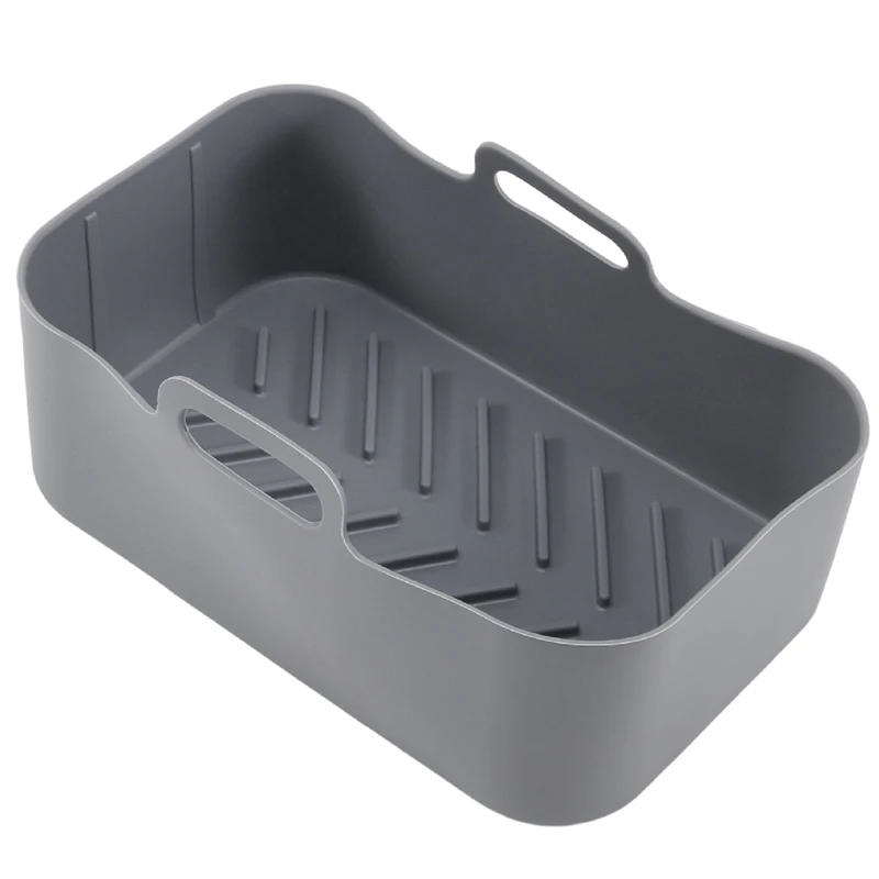 

For Air Fryer Silicone Basket Tray Fried Baking Pan Insert Dish Accessory Dual Basket For Ninja DZ201 For Air Fryer
