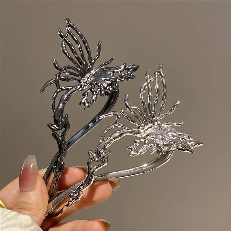 Крутая заколка для волос в виде бабочки женский зажим из сплава банана с задней