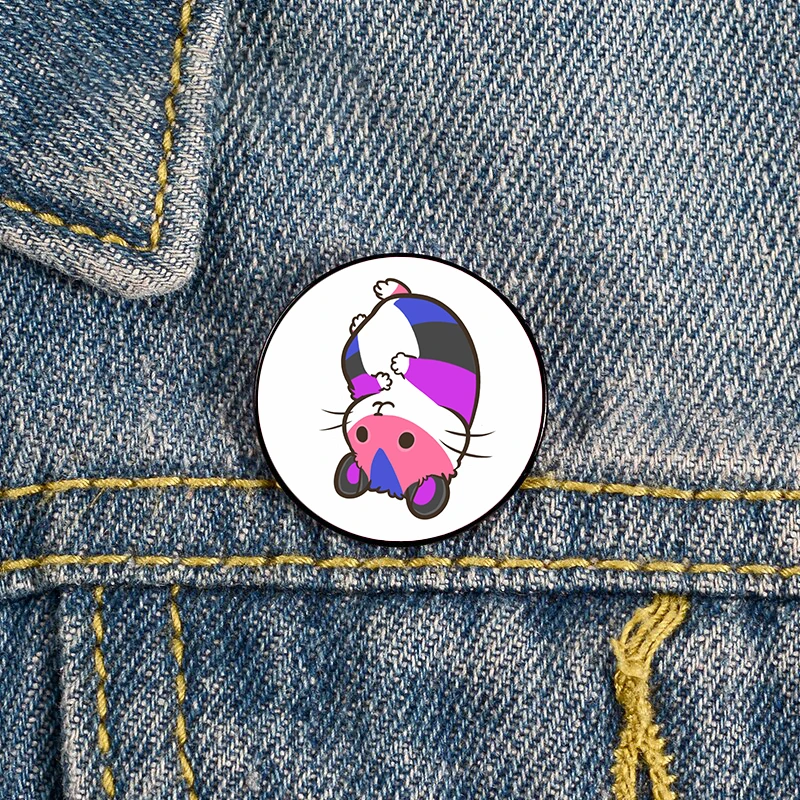 

Pride Hamster genderfluid Pin Custom Brooches Shirt Lapel teacher tote Bag backpacks Badge Cartoon gift brooches pins for women