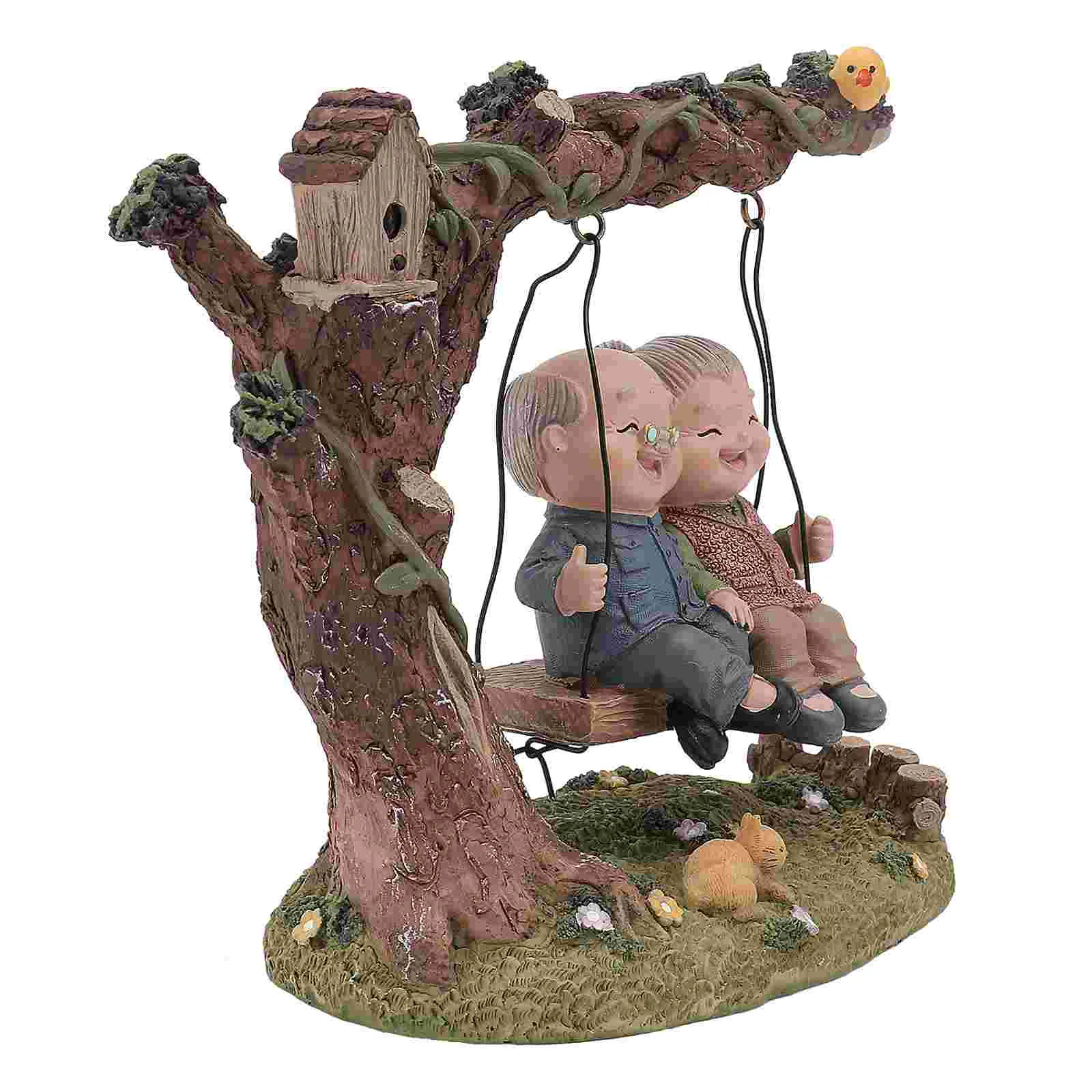 

Couple Figurines Statue Resin Figurine Wedding Grandparents Elderly Anniversary Couples Swing Gifts Miniature Ornament