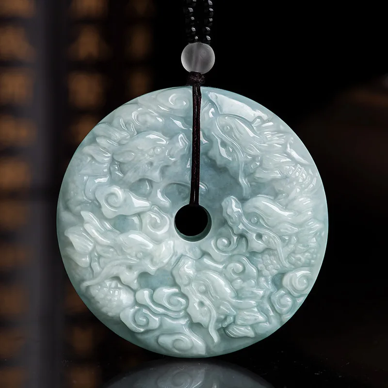 

Mai Chuang/Jade Kowloon pingan buckle Emerald Necklace Pendant Fashion Personality Jewelry Accessories Men And Women Couple Gift