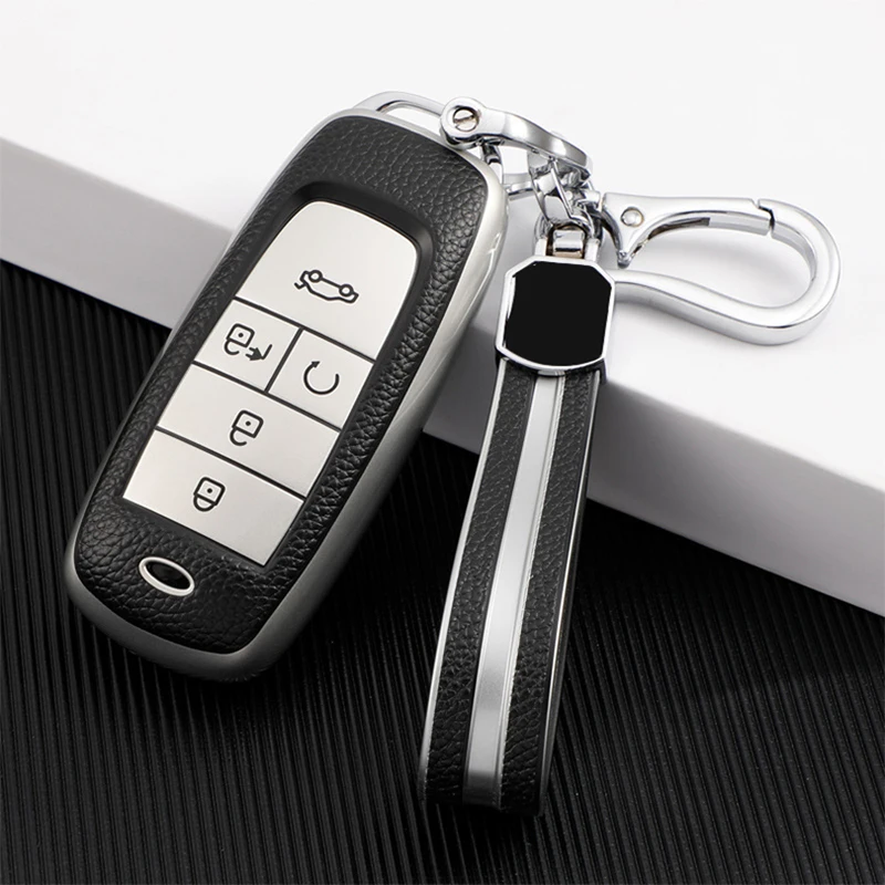 

TPU+Leather 5 Buttons Car Key Case Cover For GAC Trumpchi GS4 GA5 GA6 GA3S GS5 GS3 GS8 Car Holder Shell Car-Styling Accessories