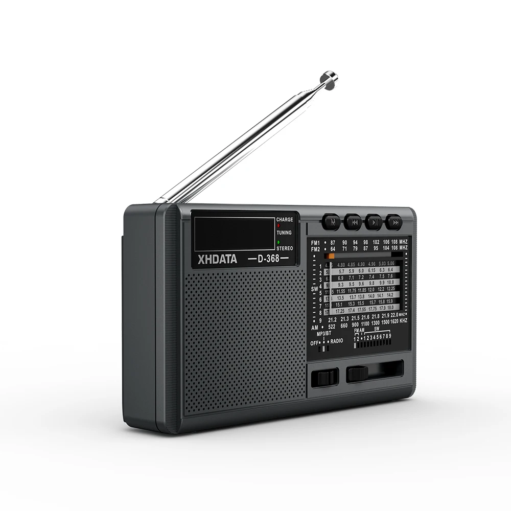 XHDATA D-368 fm-радио BT портативный AM FM SW 12 диапазонов стерео радио приемник