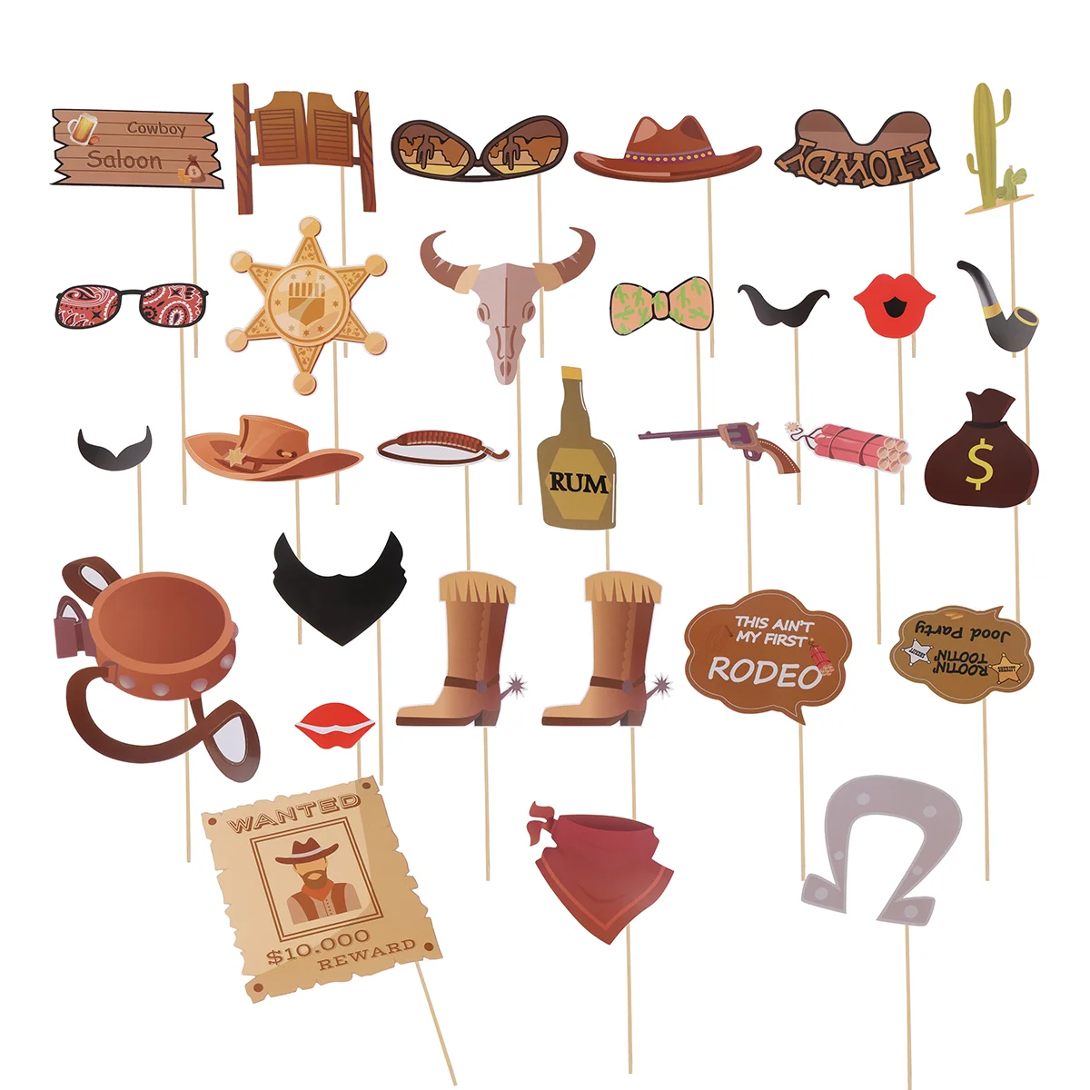

Props Photo Cowboy Party Booth Wedding Selfie Western Birthday Christmas Beard Prop Decorations Festival Backdropstuff