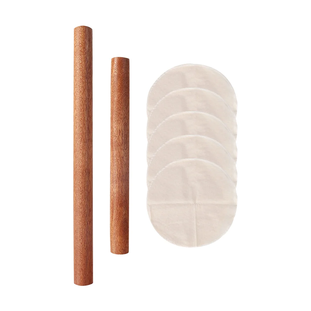 

1 Set of Wooden Rolling Kitchen Baking Rolling Rods with Steamer Cloth