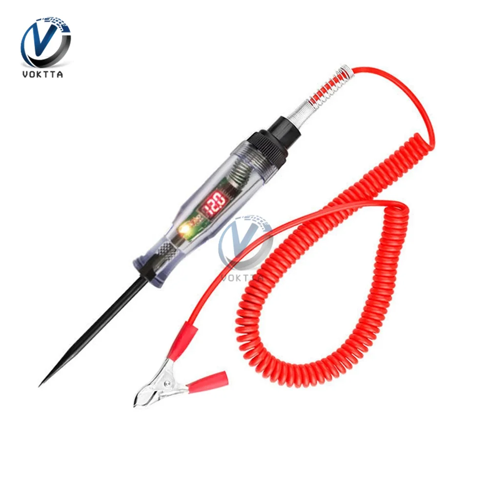 

Electric Test Pen 6-24V DC Auto Truck Voltage Circuit Tester Auto Test Long Probe Pen Light Bulb Auto Car Test Polarity Pen Tool