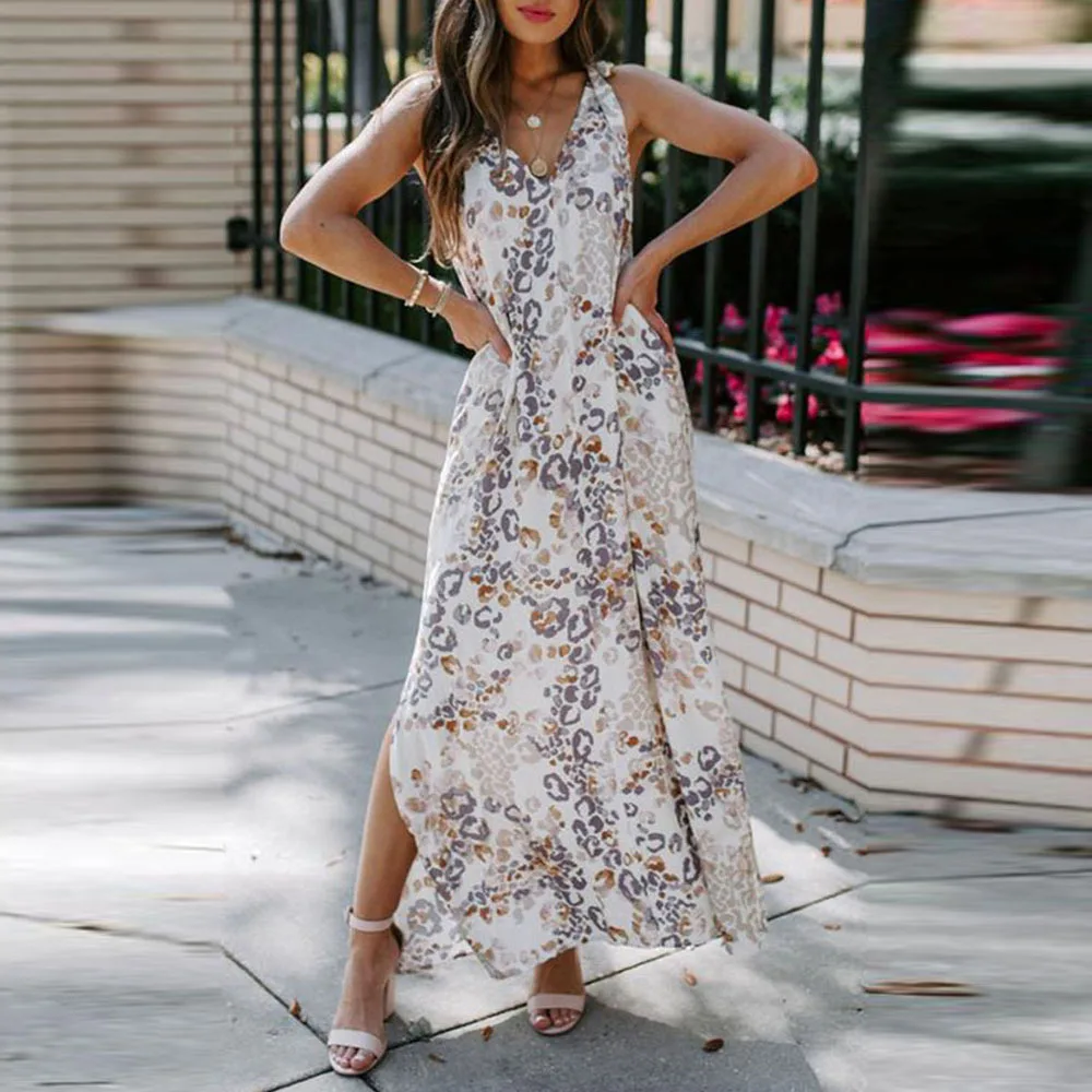 Promotion Women's Summer Sundresses Floral Slit Loose Casual Offer Long Beach Sets With Dress Sexy Woman Clothes Ladies Skirts |