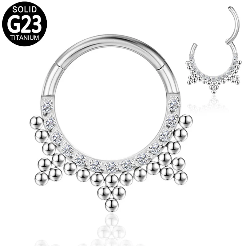 

G23 Titanium Septum Piercings 16G Nose Ring for Women Men AAA Cubic Zircon Body Clips Hoop Tragus Cartilage Earrings Jewelry