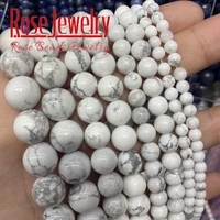 5a natural white howlite turquoises stone round loose spacer beads for jewelry making diy bracelet necklace accessories