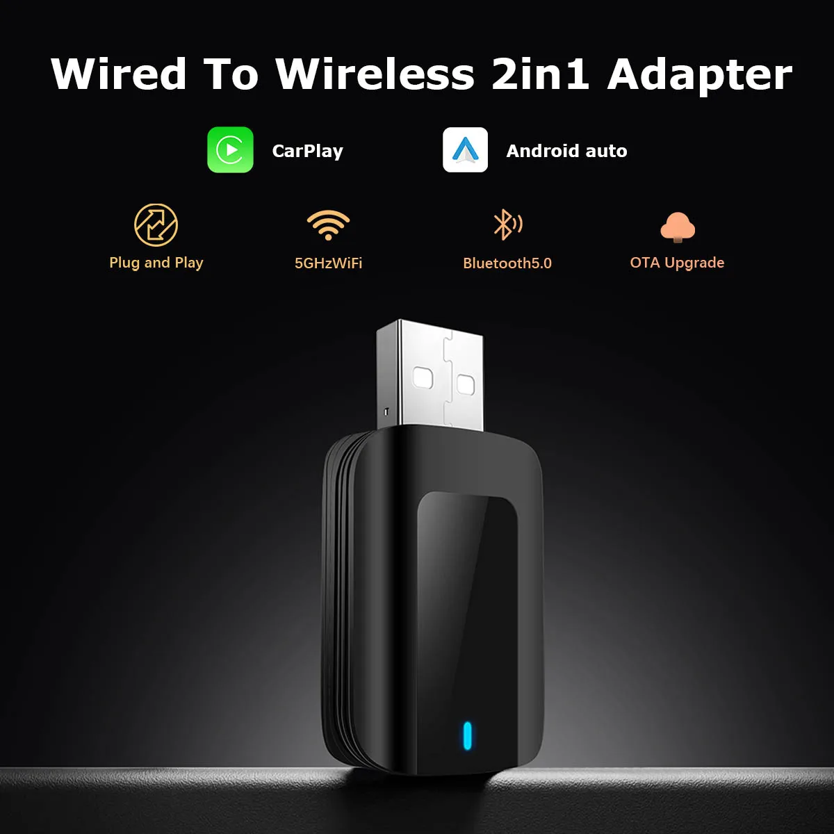 Новый 2-в-1 беспроводной адаптер CarPlay Android авто для iPhone Plug And Play WiFi Smart Mini Box ключ