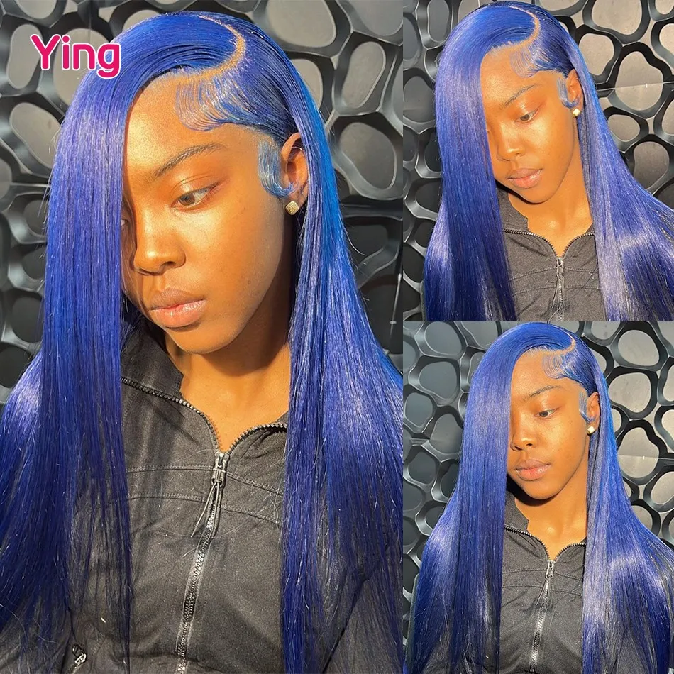 Blue Transparent 13x4 13X6 Bone Straight Lace Frontal Human Hair Wigs for Women Brazilian  Lace Front Wigs Natural Hairline