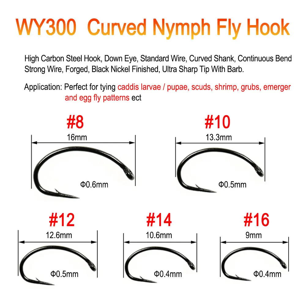 ICERIO 100PCS Classic Barb & Barbless Fishing Fly Hook Dry Fly Wet Fly Jig Nymph Shrimps Nymph Caddis Streamer Fly Tying Hook 2