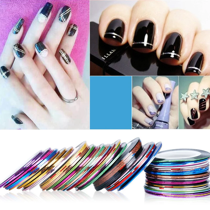 

Mixed Colors Nail Striping Tape Set Nail Art Sticker Decorations Decal Manicure DIY Stickers for Nails