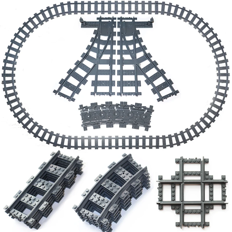 

2022 NEW City Trains Flexible Cross Tracks Straight Curved Soft Rails Switch Building Block Models Railways Creative Bricks Toys