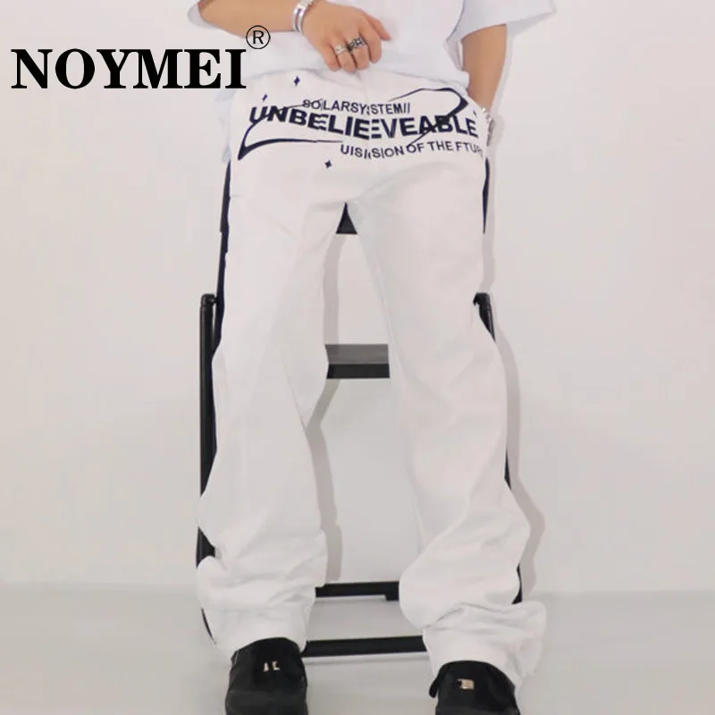 

NOYMEI Male Denim Trousers Y2k American Men's Jeans High Street Letter Print Casual Pants Straight 2023 Autumn Fashion WA2664