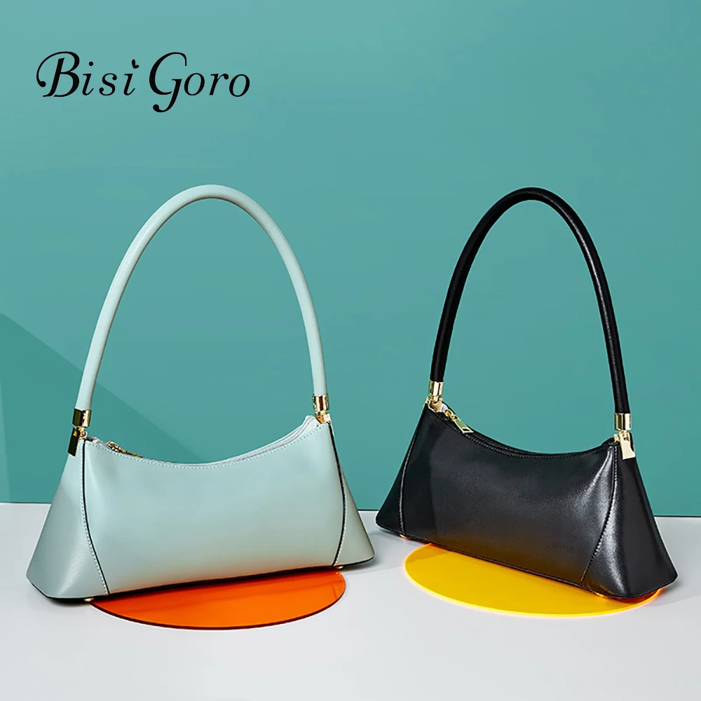 Купи Bisi Goro 2023 Designer Handbag New Brand One-Shoulder Diagonal Genuine Leather Hand Bag High Quality Luxury Woman Underarm Bags за 2,016 рублей в магазине AliExpress