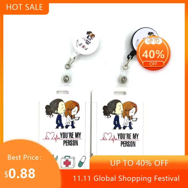 

Grey's Anatomy Cute Credit Card Cover Lanyard Bags Retractable Badge Reel Student Nurse Exhibition Enfermera Name Clips Card