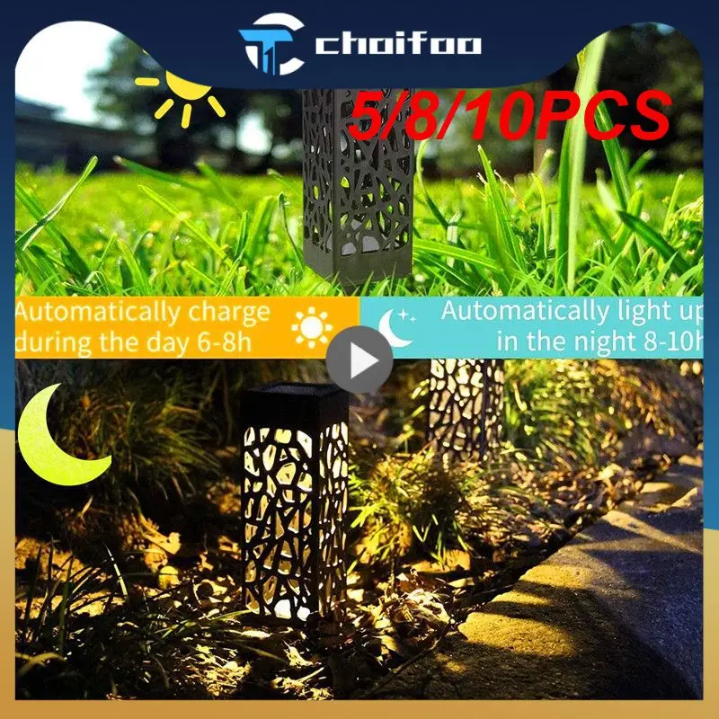 

5/8/10PCS Warm Light Automatic Charging Lighting Led Lighting Lamps Weatherproof Solar Led Gazon Light Easy Installation