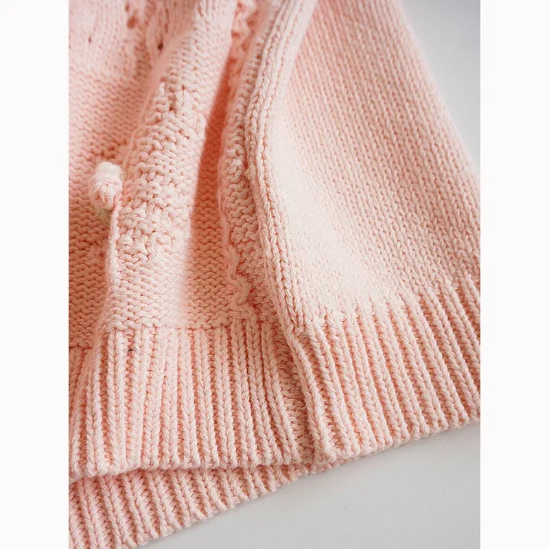 Вязаные свитера с цветочной вышивкой для девочек 1-6 лет Осень-зима детская одежда