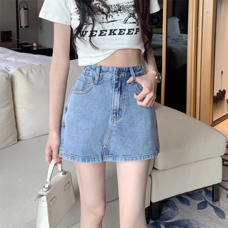 

Женская джинсовая мини-юбка, облегающая хлопковая короткая юбка с завышенной талией, модель Y2K большого размера в Корейском стиле на лето