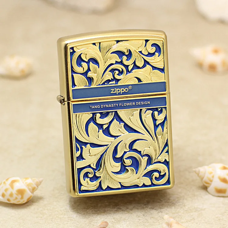 

Оригинальная фосфоресцирующая Зажигалка Zippo с синей виноградной лозой, медные зеркальные зажигалки, подарок с кодом против подделки