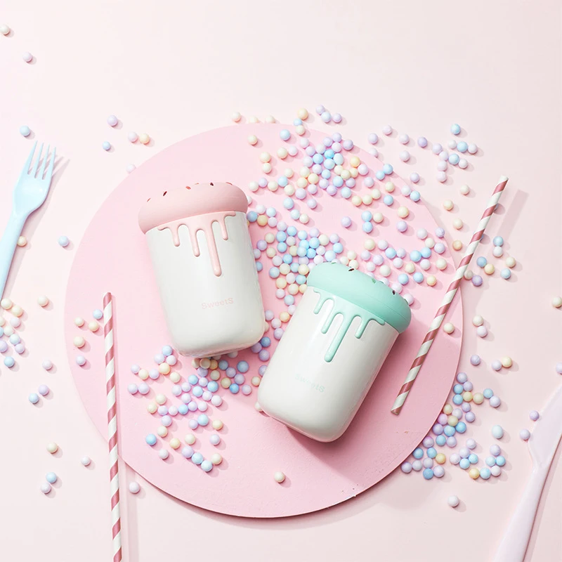 

250ml Sweetheart Humidifier USB Charging Cable Cartoon Ice Cream Cup Atmosphere Light Donut Colorful Desktop Spray Humidifier